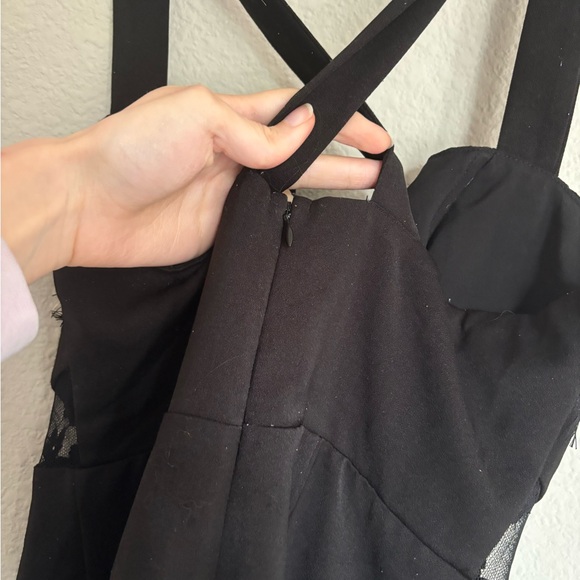 Corset boning metal v neck mesh cutout flare going out dress - Picture 4 of 7